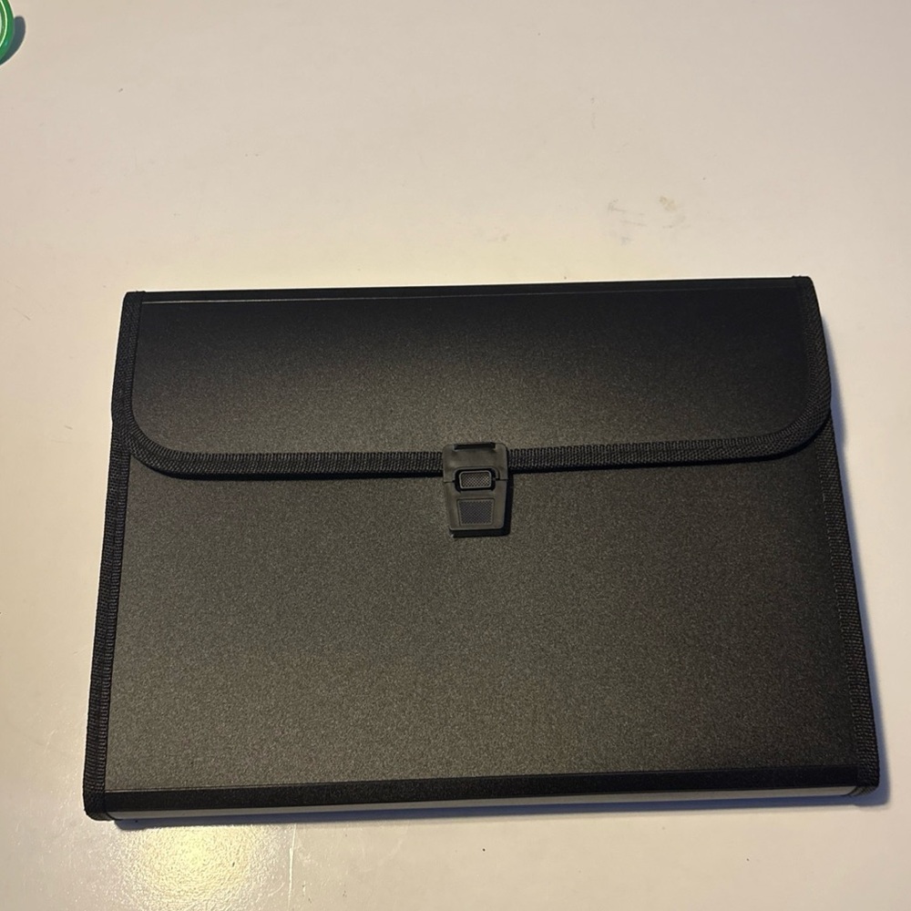 Mini Black Expanding File Folder 12 Polypropylene Document Organizer 13"x9.5"